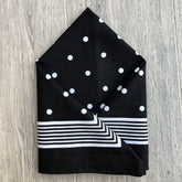 Snuff Handkerchief | Cotton Black Stripes & Polka Dots