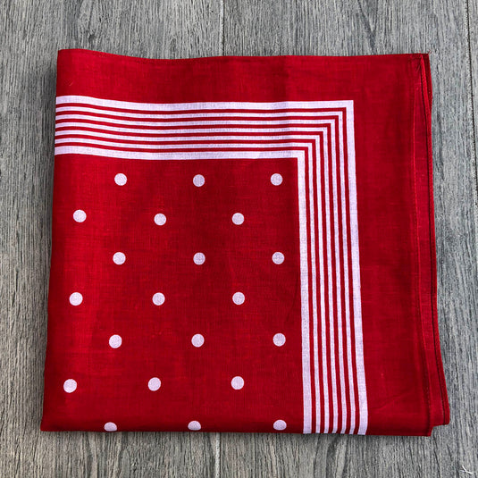 Snuff Handkerchief | Cotton Red Stripes & Polka Dots