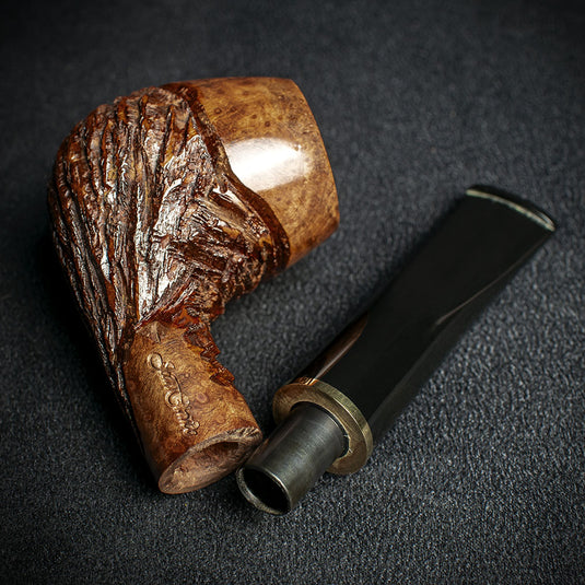 Jean Claude 9mm Filter Rustic Wave Briar Smoking Pipe - Shape 04