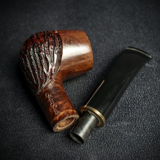 Jean Claude 9mm Filter Rustic Wave Briar Smoking Pipe - Shape 07