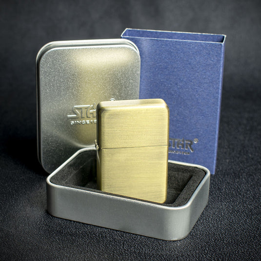 Star Petrol Lighter - Brass Sunshine