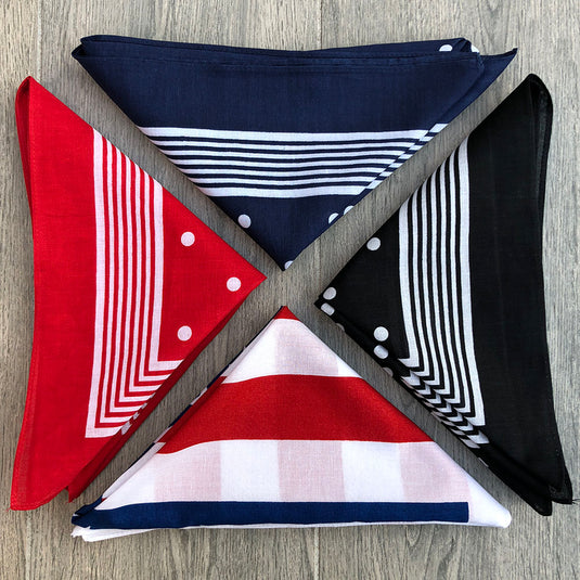 Snuff Handkerchief | Cotton Blue Stripes & Polka Dots