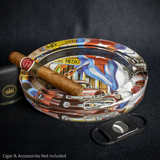 Oval Glass Cigar Ashtray - Cuban Car