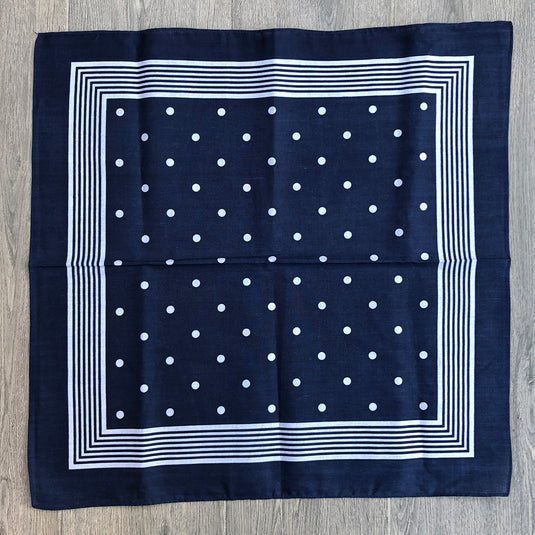 Snuff Handkerchief | Cotton Blue Stripes & Polka Dots