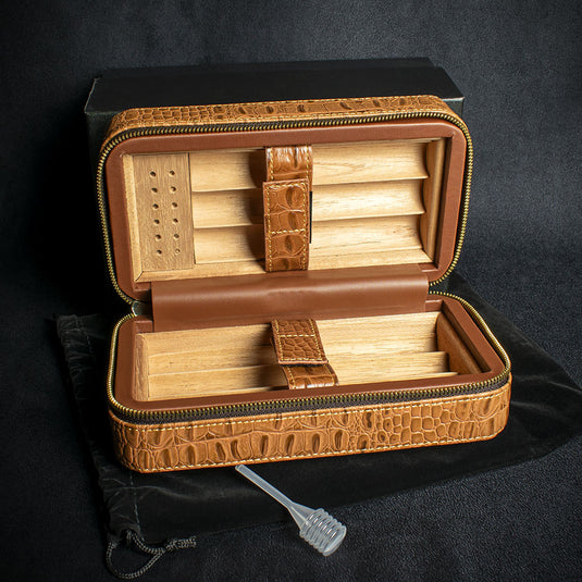 Sikarlan Leather Travel Cigar Case - 6 Cigars