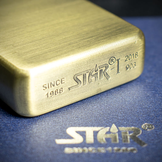 Star Petrol Lighter - Brass Sunshine