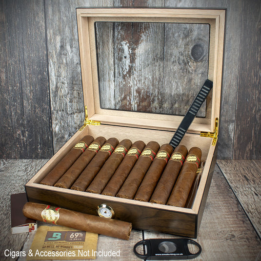 Humidor Glass Top Walnut finish - 20 Cigars Capacity