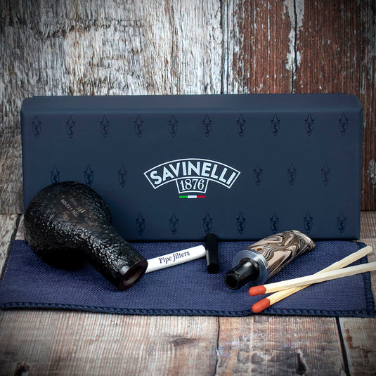 Savinelli Morellina Rustic Black (321R) 6mm - Briar Pipe