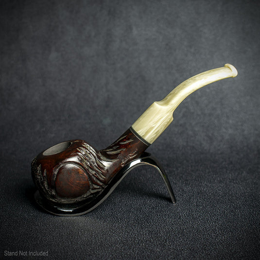 Jean Claude 9mm Filter Dark Rustic Briar Smoking Pipe - Shape 01