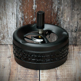 Spinner Ashtray - Matt Black and Croc Leather - 11cm