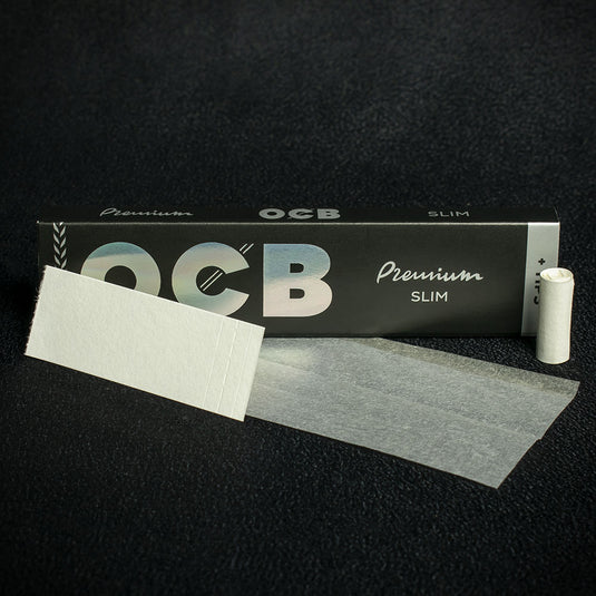 OCB Kingsize Slim Premium Rolling Papers & Tips - Box of 32