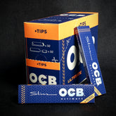 OCB Kingsize Slim Ultimate Rolling Papers & Tips - Box of 32