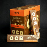 OCB Kingsize Slim Virgin Rolling Papers & Tips - Box of 32