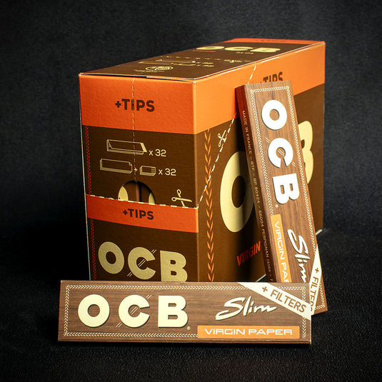 OCB Kingsize Slim Virgin Rolling Papers & Tips - Single Pack