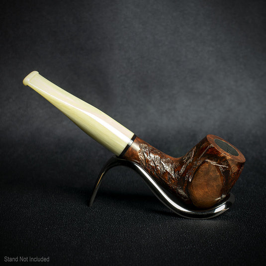 Jean Claude 9mm Filter Dark Rustic Briar Smoking Pipe - Shape 53