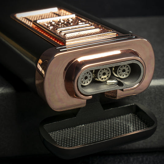Palio Polaris Triple Flame Cigar Lighter - Black/Rose Gold
