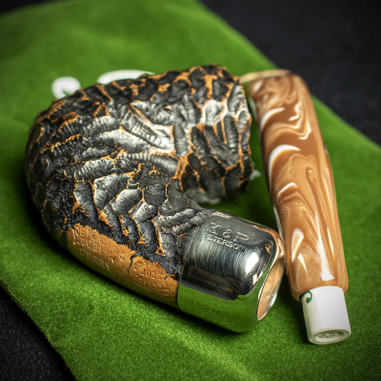 Peterson of Dublin Derry Rusticated Briar Smoking Pipe - Shape 338 - 9mm