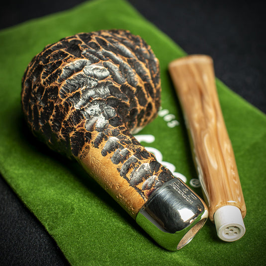 Peterson of Dublin Derry Rusticated Briar Smoking Pipe - Shape 606 - 9mm
