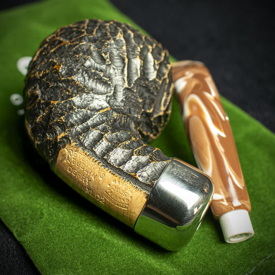 Peterson of Dublin Derry Rusticated Briar Smoking Pipe - Shape XL02 - 9mm
