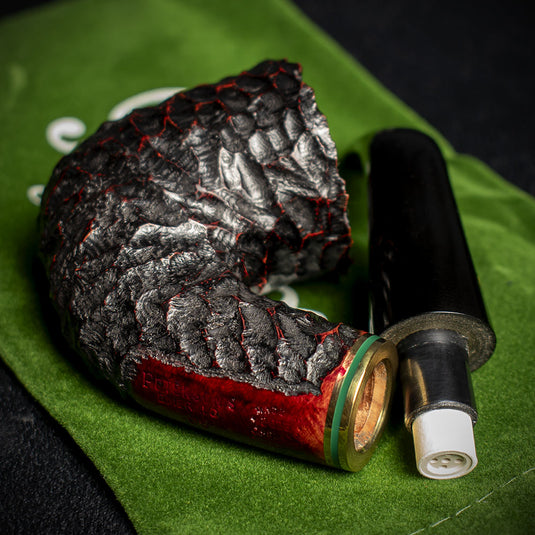 Peterson of Dublin Emerald Rusticated Briar Smoking Pipe - Shape 05 - 9mm