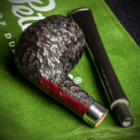 Peterson of Dublin Junior Rusticated Briar Smoking Pipe - Straight Apple