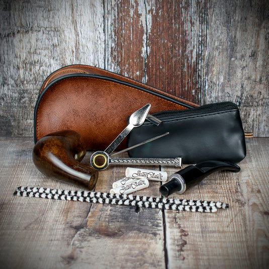 Smoke-King Pipe Smoker's Starter Set - Half-Bent Briar Pipe