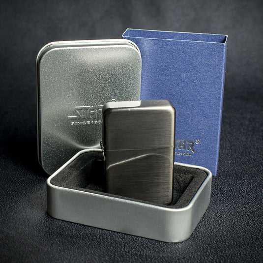 Star Petrol Lighter - Black Nickel