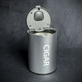 Silver Portable Ashtray Can for Cigars - Travel Ashtray fits in Cupholder