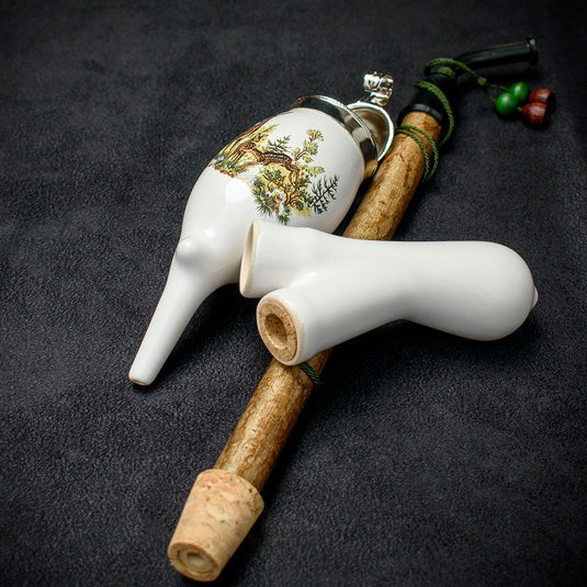 Bavarian Pipe Churchwarden Porcelain Bowl - Deer Scene