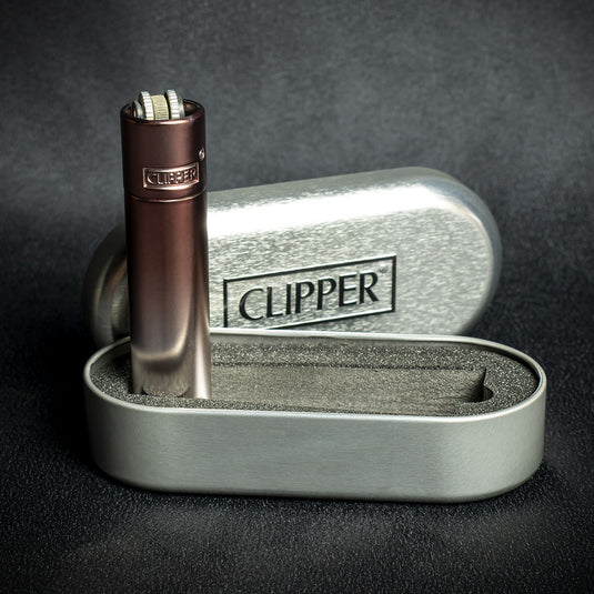 Clipper Refillable Lighter with Tin - Silver Gradient