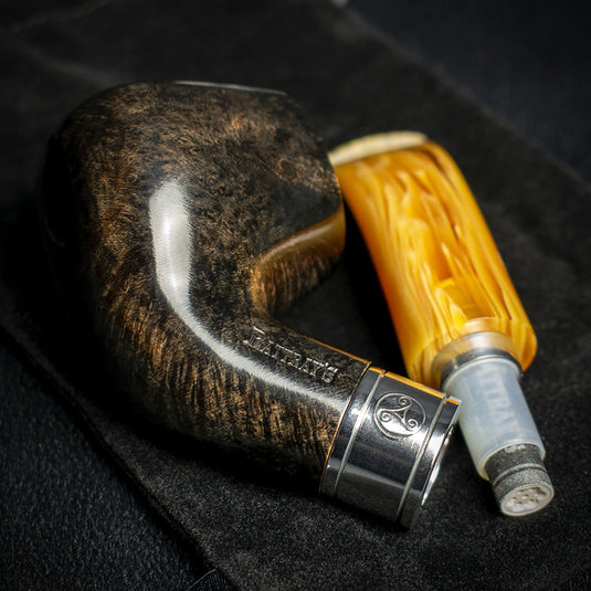 Rattray's Monarch Black 9mm Briar Smoking Pipe - Shape 4