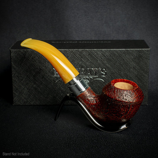Rattrays Monarch Sandblast Brown 9mm Briar Smoking Pipe - Shape 178