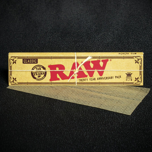 RAW King Size Slim Rolling Papers & Tips Classic Connoisseur - Bundle of 2