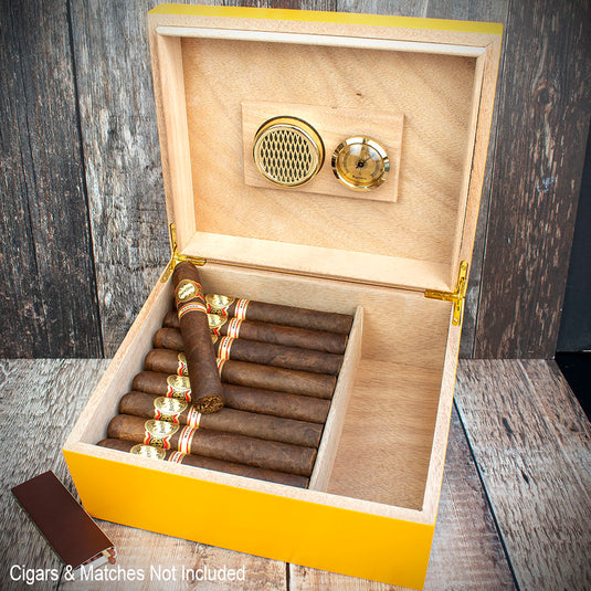 Cigar Humidor "Che Guevara" Yellow - 40 Cigars Capacity