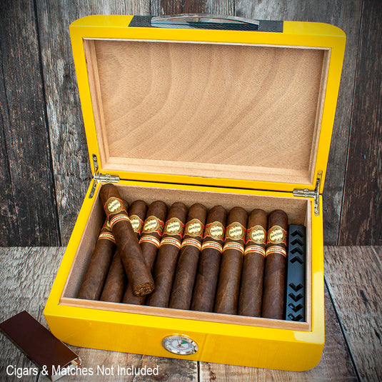 Humidor Yellow/Carbon Gloss Finish - 25 Cigar Capacity