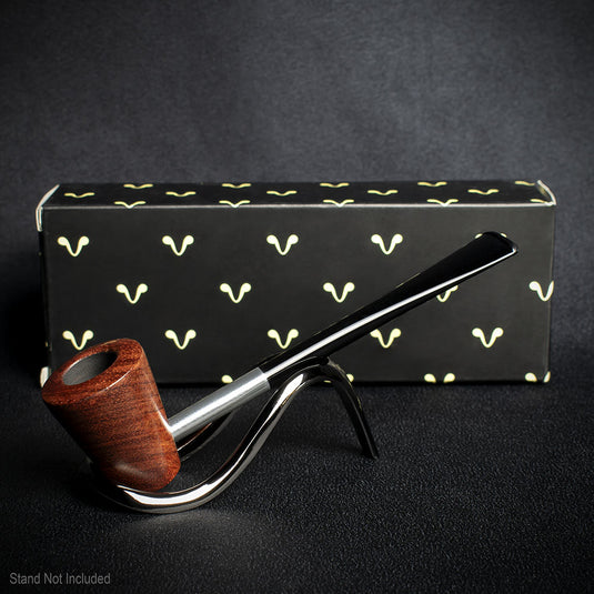 Smoke-King Metal Pipe Brown Poa Rosa Wood Cone Shape Bowl
