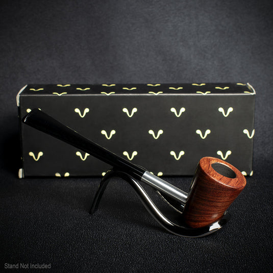 Smoke-King Metal Pipe Brown Poa Rosa Wood Cone Shape Bowl
