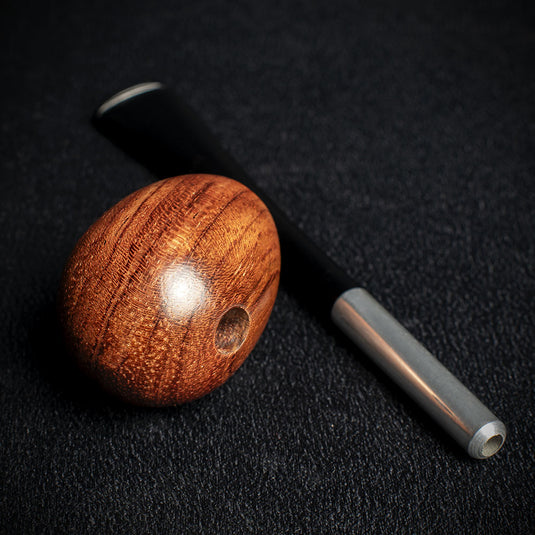 Smoke-King Metal Pipe Brown Poa Rosa Wood Egg Shape Bowl