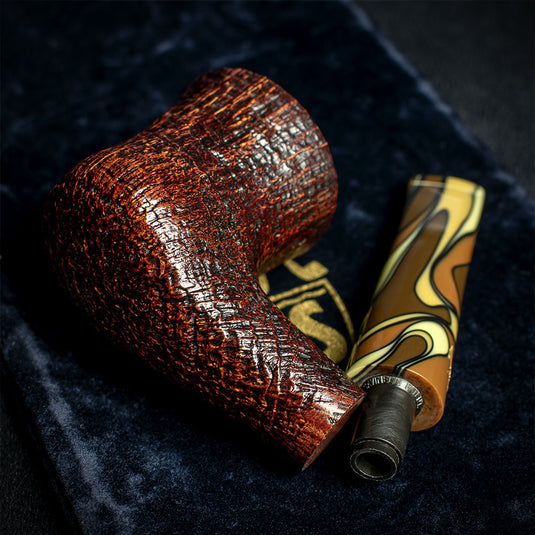 Savinelli Autograph (Limited Edition) Sandblasted Black Briar Pipe - 08