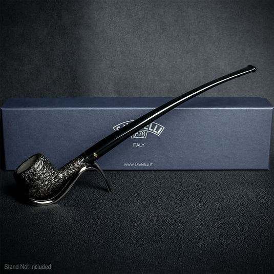 Savinelli Black Rusticated Churchwarden Briar Pipe - 901 6mm