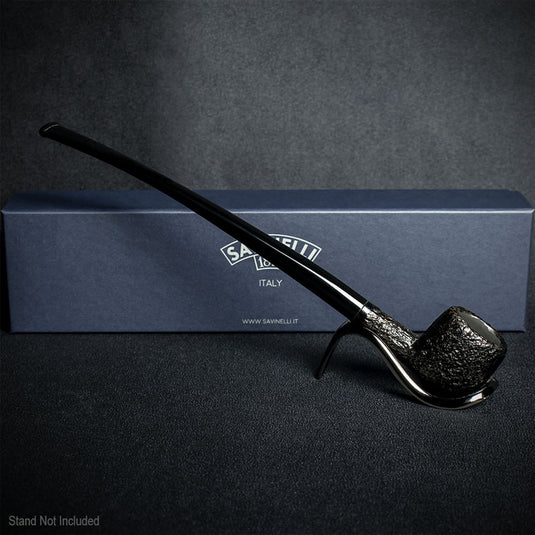 Savinelli Black Rusticated Churchwarden Briar Pipe - 901 6mm