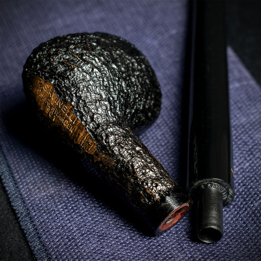 Savinelli Black Rusticated Churchwarden Briar Pipe - 901 6mm