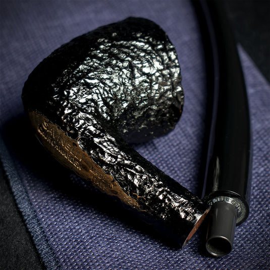 Savinelli Black Rusticated Churchwarden Briar Pipe - 921 6mm