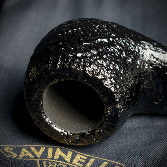 Savinelli Lollo Sandblast Black (Nera) 01 - 6mm Briar Pipe