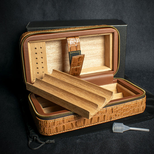 Sikarlan Leather Travel Cigar Case - 6 Cigars