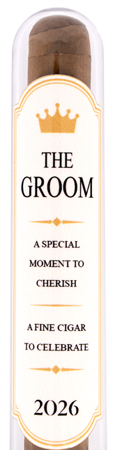 * Cream Label * The Groom Wedding Cigar Gift Tube + Smoke-King Corona
