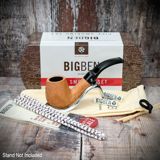 Big Ben Briar Smoking Pipe Starter Set (Bent Pipe)
