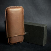Artamis Brown Leather Cigar Case - 2 Robusto Cigars