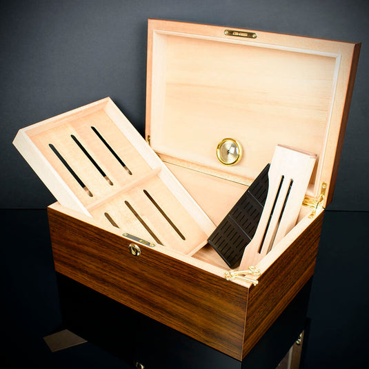 Cigar Humidor Walnut 75 Capacity - HU18
