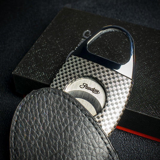 Passatore Twin Blade Cigar Cutter - Chrome/Carbon Check Finish